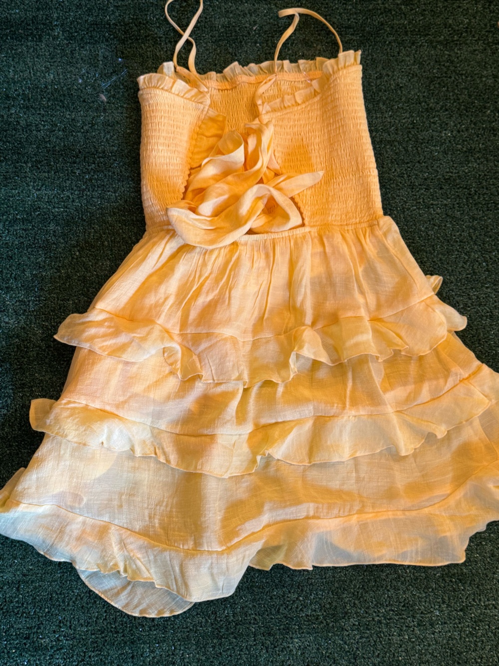 Yellow Ruffle Smocked Sundress - Picture 2 of 6